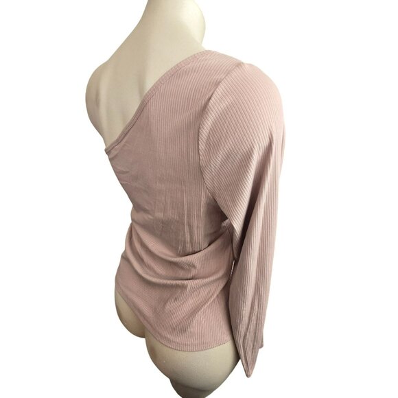 Old Navy Womens 3X One-Shoulder Ribbed Knit Top Neutral Tan NWT JJ4066 - Picture 3 of 8
